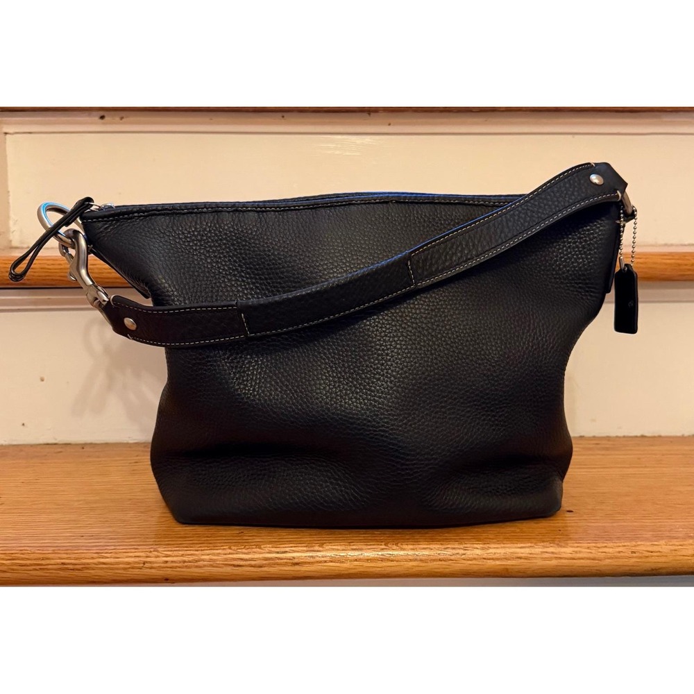 Vtg Coach Sarah Hobo Bag F13094 Pebble Leather Shoulder‎ Purse Y2k Satchel Black